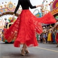 thumbnail image 2 of Wxolcjlv Women's Tiered Ruffled Maxi Skirt Elastic Waist Flowy Layered Cut Skirts, 2 of 4