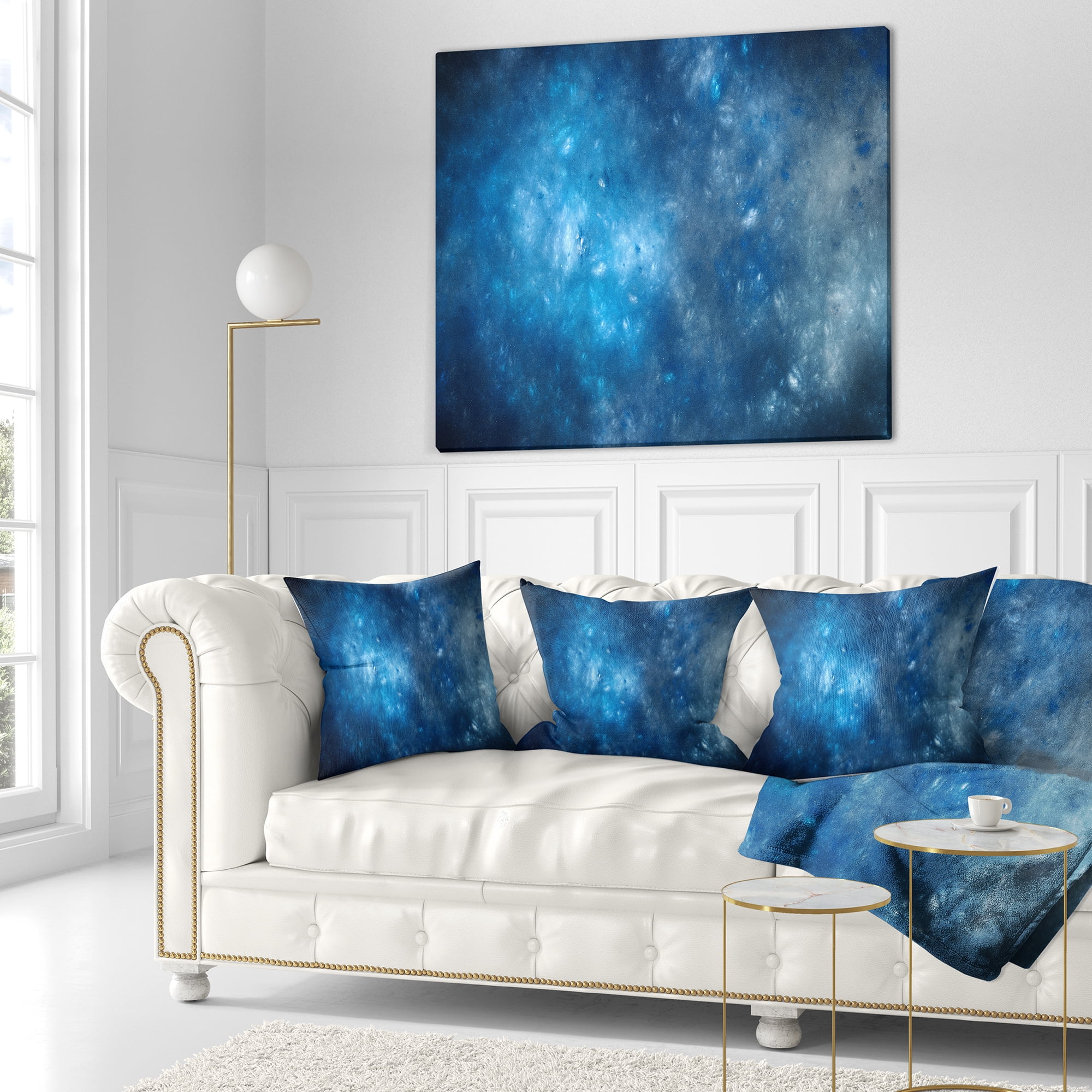 Designart Clear Blue Starry Fractal Sky - Abstract Throw Pillow - 16x16