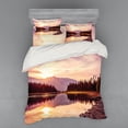 thumbnail image 2 of Ambesonne Landscape Bedding Set 3 Pcs, Jackson Lake in USA, Twin XL, Peach Pale Yellow, 2 of 3