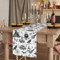 thumbnail image 2 of Black White Halloween Table Runner Minimalist Horror Skull Tablerunners 18 x 72 Inch, Table Decorations Tabletop Scarf for Summer Gathering Holiday Farmhouse Kitchen Dining Decor, 2 of 8