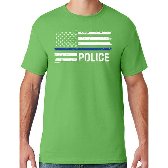 Buy Cool Shirts Mens Police Thin Blue Line T-shirt, XL Kiwi Green