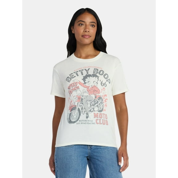 Betty Boop Women's Graphic Tee with Short Sleeves, Sizes XXS-XXL
