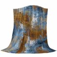 thumbnail image 6 of Blue Brown Abstract Blanket Soft Cozy Warm Throw Blanket for Couch, Plush Fuzzy Flannel Fleece Blankets for Sofa, Gradient Vintage Oil Painting Modern Art Bed Blankets Gifts for Men, 50"x80", 6 of 9