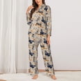 thumbnail image 2 of Honeii Butterflies Print Women's Pajama Sets Long Sleeve Button Down Sleepwear Nightwear Soft Pjs Lounge Sets 2PCS-Medium, 2 of 7