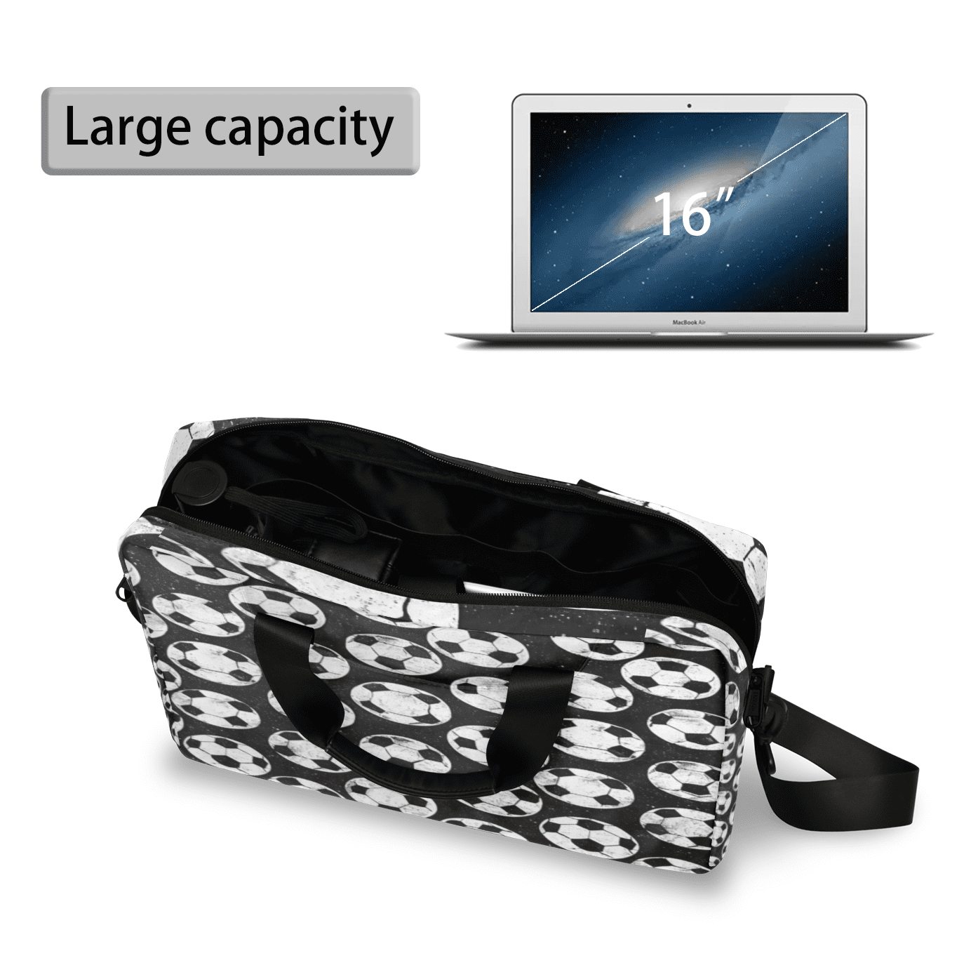 Herdesigns Soccer Ball Laptop Bag for Women Men, Computer Case Briefcase Messenger Bags, 15-15.6 inch Laptop Sleeve Shoulder Bag