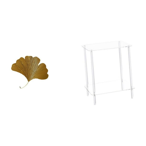 Esculturas de pared de hojas,Esculturas de pared de hierro forjado con forma de hojas de ginkgo,Escultura decorativa colgante de hojas de ginkgo para pared,Mesita de noche rectangular,Mesa