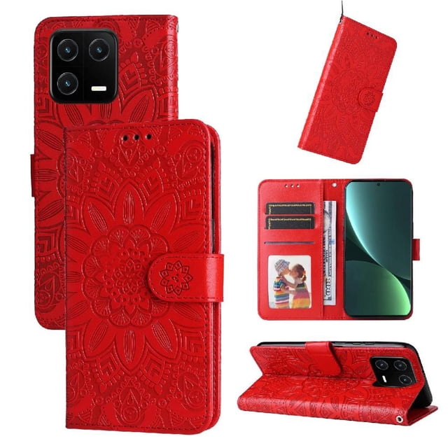 Funda tipo cartera GANGXUN para Xiaomi 13 Pro , diseño girasol, cuero PU, soporte, cierre magnético, tarjetero