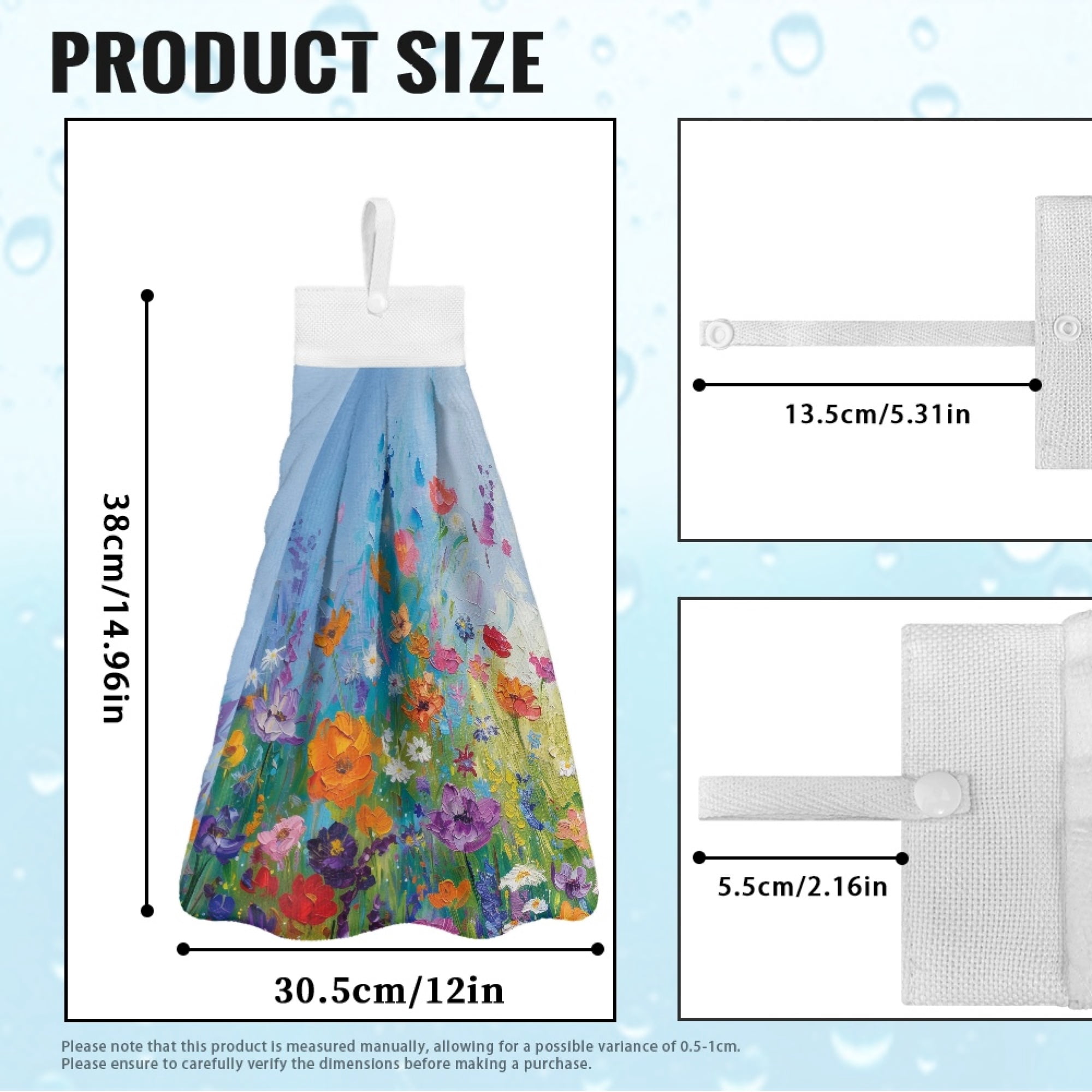 SEANATIVE Flowers Hanging Hand Towels for Kitchen Decorative Fast Drying Hand Towels for Bathroom Set of 3 Portable Hand Dry Towel with Hanging Loop Machine Washable Hang Towel