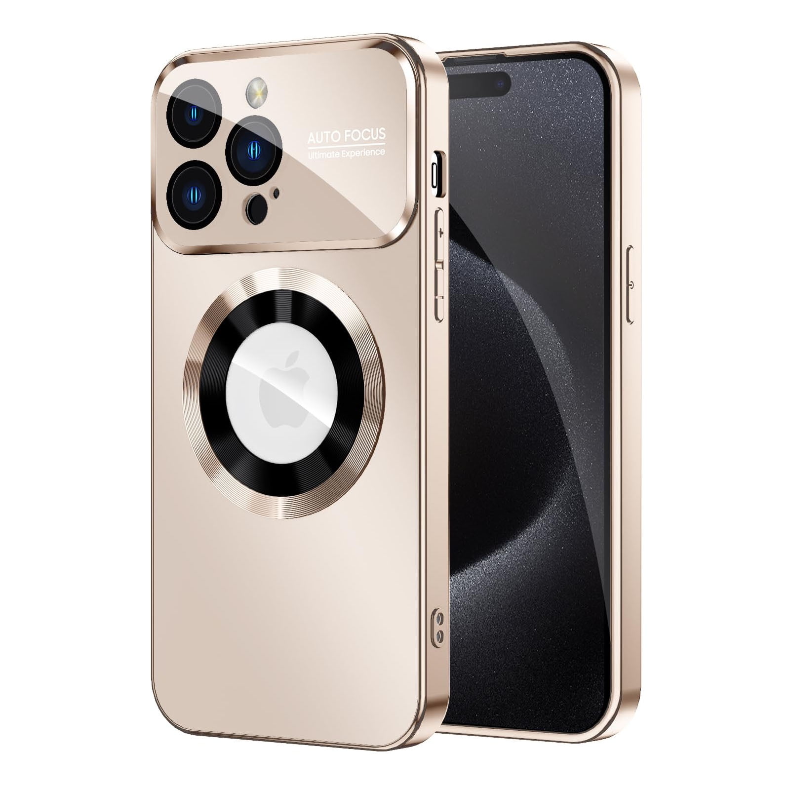 Dteck Magnetic Case for iPhone 17 Pro Max, Wireless Charging MagSafe Accessory Compatible with Built-in Camera Lens Protector, Shockproof Drop Proof Hard PC Soft TPU Phone Cover, Titaniumgold