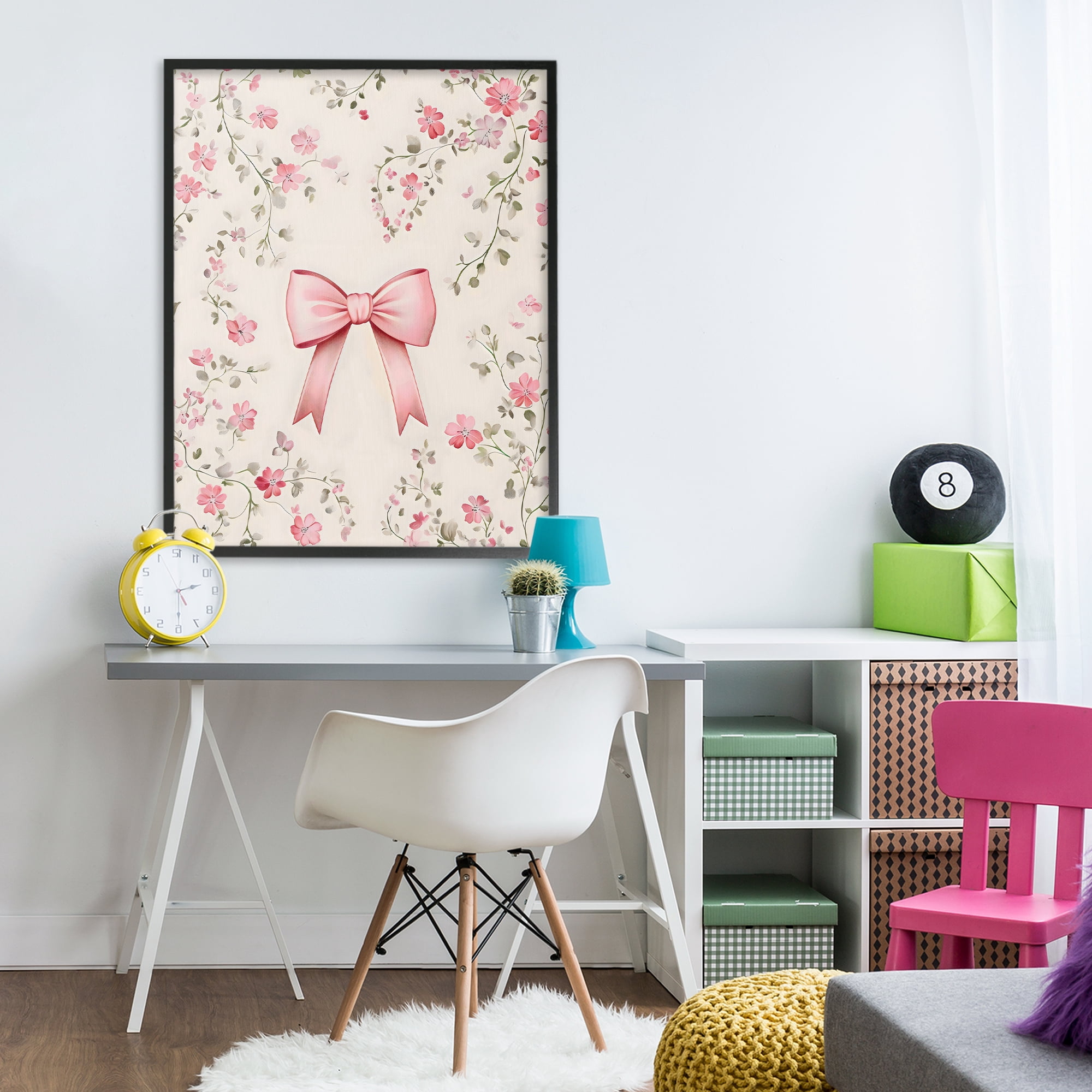 Stupell Industries Girly Ribbon Bow Black Framed Giclee Art, design by Arlington Prints