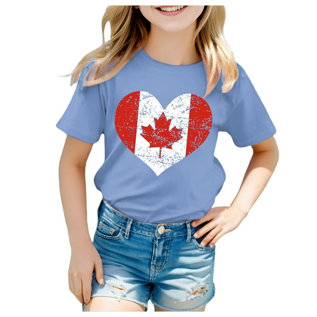 TZEWGL Tees For Newborn Summer Short Sleeve Crewneck Graphic Print Basic Top For Toddlers size 6-7T