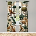 thumbnail image 2 of Ambesonne Dinosaur Curtains, Jurassic Scenario Cartoon, Pair of 28"x95", Ginger Olive Green Salmon, 2 of 2