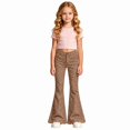 thumbnail image 3 of Tiijoy Girls Stylish Leopard Print Flared Pants Casual Slim Fit Pants, Khaki, Size 5-16, 3 of 5