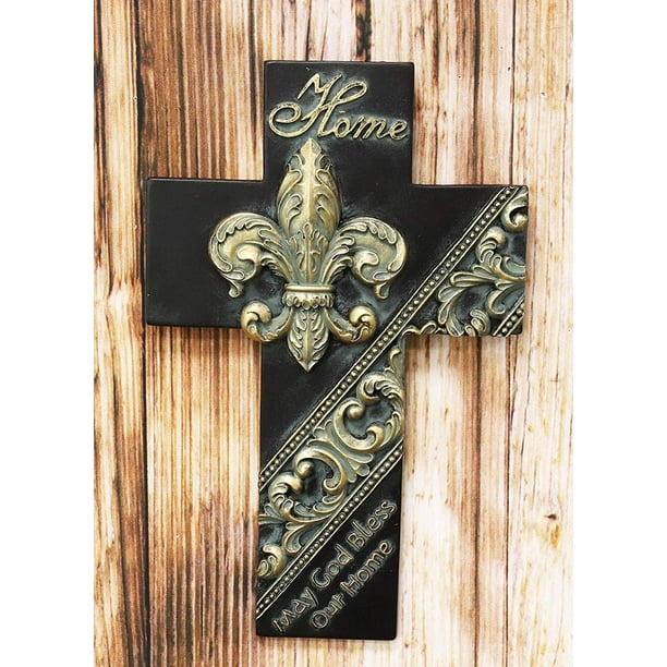 pic Decorative Cross Cool Cross Drawings ebros rustic southwest fleur de lis with tuscan scroll art may god bless our home wall cross decor plaque 10 tall french royalty christian accent
