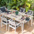 thumbnail image 2 of Spring Pig Table Cloths for 4 Foot Rectangle Tables, Butterfly Botanical Floral Rustic Patio Waterproof Elastic Fitted Tablecloths, Washable Rectangular Table Cover for Camping, 2 of 8