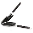 thumbnail image 1 of Non Stick Aluminium Waffle Maker Pancake Maker - Black | Waffle Maker Machine With Comfortable Long Handle For Kitchen - Gas Stove Pan Press Plate Cooking Baking Tool | Scratch Resistant & Durable, 1 of 5