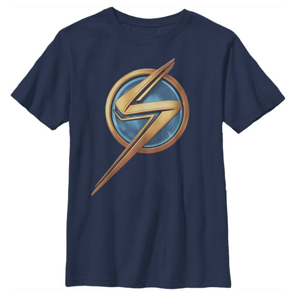 Boy's Marvel: Ms. Marvel Logo Icon  Graphic Tee Navy Blue Small