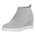 thumbnail image 5 of Dakaela Women's Platform Wedge Sneakers Hidden Heel Ankle Booties Side Zipper Casual Walking Slip on Fall Boots Grey 8.5, 5 of 6