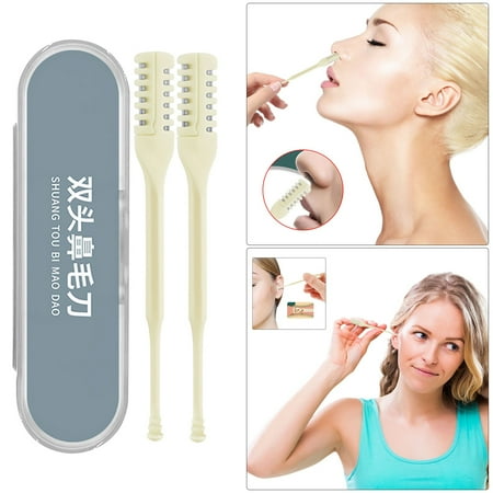 2-Pack Nose Hair Trimmer Set Dual-Head Manual Nose and Ear Grooming Tool Portable Personal Care Kit with Storage Case 2 Pieces
