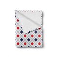 thumbnail image 2 of Abstract Soft Flannel Fleece Throw Blanket, Big Red Dots Squares and Dashed Lines Geometric Tile Print, Cozy Plush for Indoor and Outdoor Use, 60" x 80", Navy Blue White Red, by Ambesonne, 2 of 6