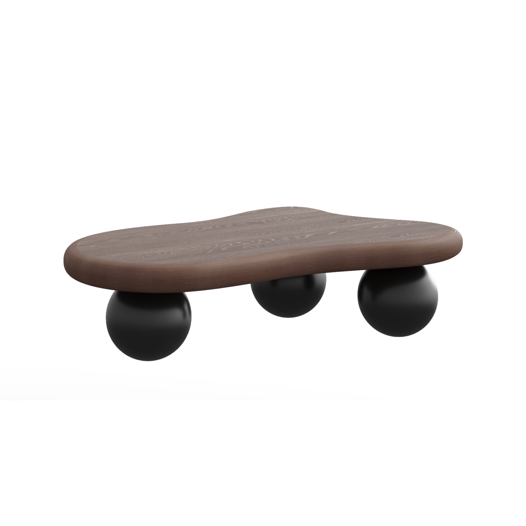 Noble House 40" Cloud Shaped Coffee Table with Ball Legs, Modern Aesthetic Accent Table for Living Room, Walnut Top Black Legs