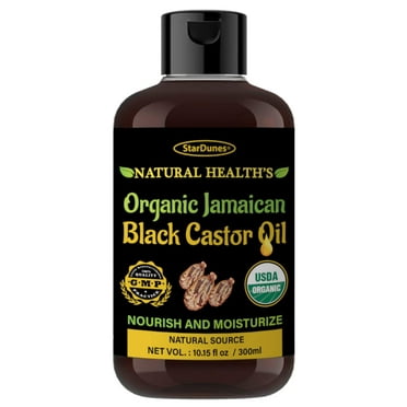 Organic Natural Jamaican Black Castor Oil (10.15 fl oz), 100% Pure and Natural for Hair Growth, Eyelash Growth, Eyebrow Growth, Hair and Lash Growth Serum. Prevent Hair Loss.