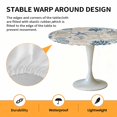 thumbnail image 2 of Elastic Fitted Round Tablecloth, Blue Beige Coastal Waterproof Stretch Table Cover for 36"-44" Tables, Summer Beach Starfish Coral Nautical Rustic Washable Outdoor Tablecloths for Patio, Camping, 2 of 9