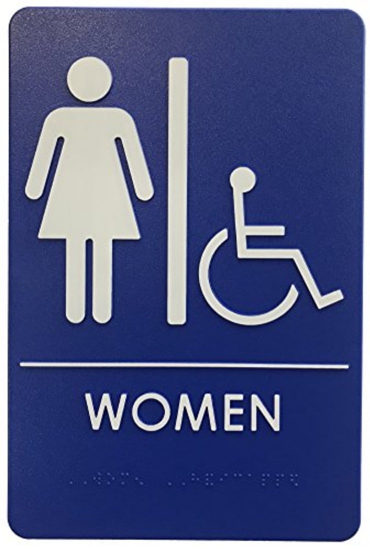 London Health Products Womens Restroom Sign - ADA Compliant - Blue & White - Includes Adhesive Tape and Instructions (1)