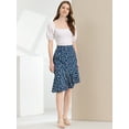 thumbnail image 4 of Unique Bargains Women's Floral Leopard Print Ruffle Midi Skirt, Blue/Yellow, Size S, 4 of 6