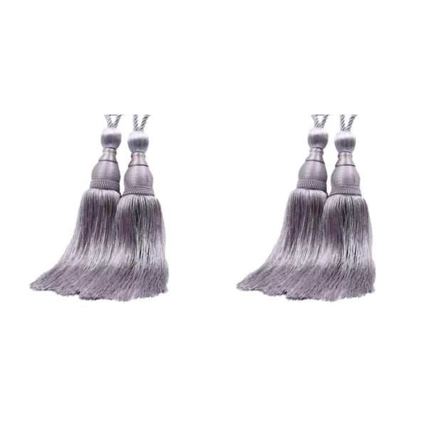 Matsuzay Tieback de cortina con borlas de moda para accesorios de habitación, decoración duradera para el hogar, fácil de tejer, multiusos, 2 gris 1 2Conjunto