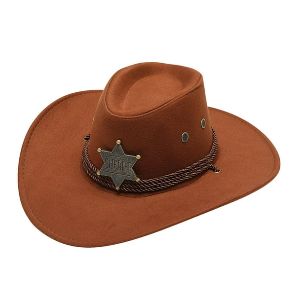 Sombrero de vaquero para mujer, de ala ancha, moderno, unisex, para adultos, de poliéster, ligero, para el sol Marrón