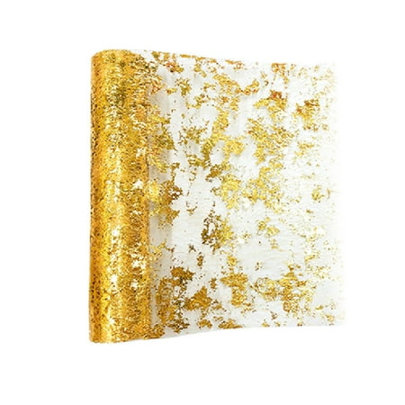 

Enhance Your Celebration with our Gold Glitter Mesh Table Runner - Ideal for Weddings Birthdays and More - 11 x 49ft