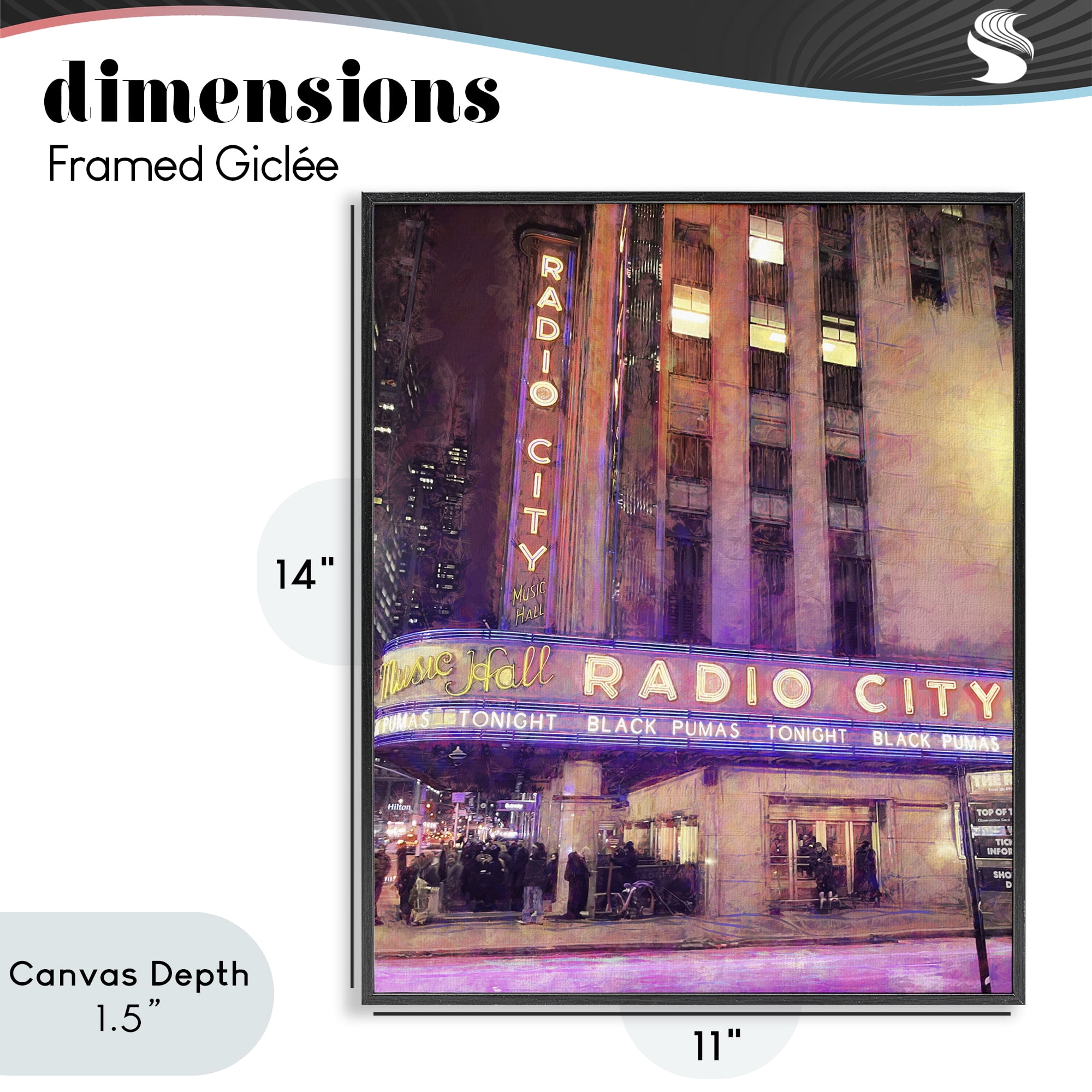 Stupell Industries Radio City Music Hall Black Framed Giclee Art, design by Grotto Studios