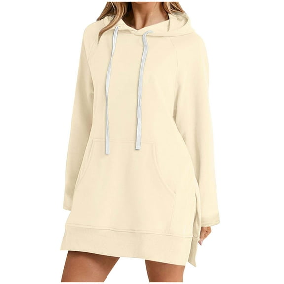 The Warmy Oversized Hoodie,Casual Oversized Hoodie Dress For Women Pullover Long Sweatshirt Split Hem With Pockets