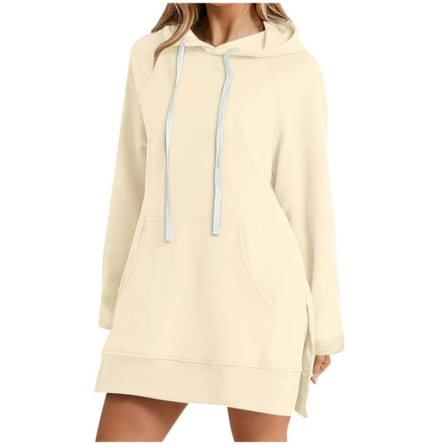 Ovzne Robes pour Femmes Robe Mode Femme Loisirs Poche Manches Longues Robe à Capuche Robe d'Été Manches Longues Liquidation