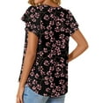 thumbnail image 4 of Fantaslook V Neck Womens Tops Dressy Ruffle Sleeve Shirts Button Up Tunic Summer Floral Blouses, 4 of 7