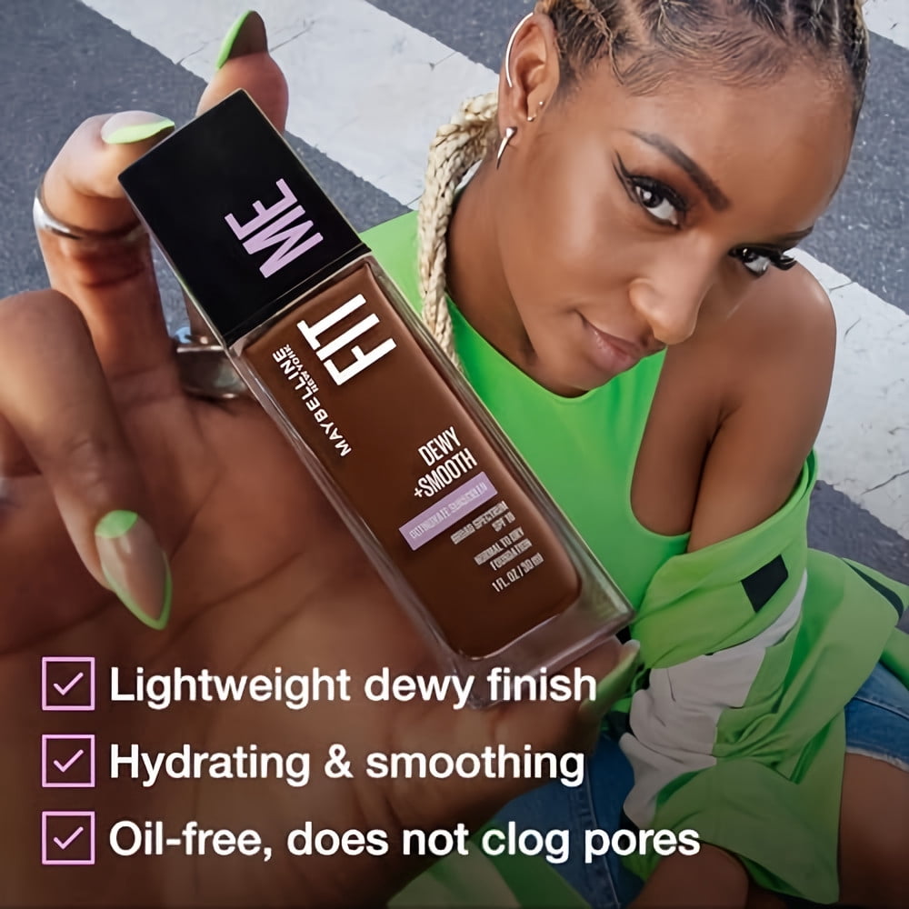 Maybelline Fit Me Dewy + Smooth Liquid Foundation Makeup with SPF 18, Buff Beige (Pack of 3)