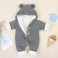 thumbnail image 4 of WREESH Baby Newborn Girls Boys Bodysuit Layette Onesies Toddler Winter Warm Coat Knit Outwear Hooded Jumpsuit Baby Clothes Gray, 4 of 6