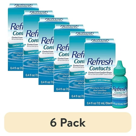 (6 pack) Refresh Contacts, Eye Drops, Contact Lens Comfort,Blue 0.4 Fl Oz Sterile