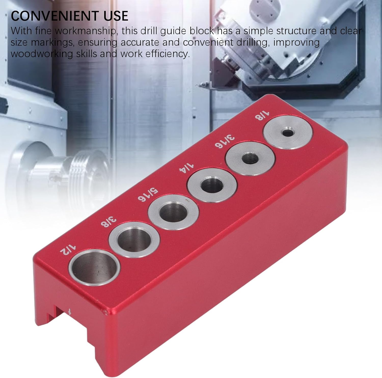ABPETE Self Centering Doweling Jig Kit, 1/8in 3/16in 1/4in 5/16in 3/8in 1/2in Drill Jig Hole Drilling Locator for Straight Holes Biscuit Joiner Set, Round Dowel Drill Block Drilling