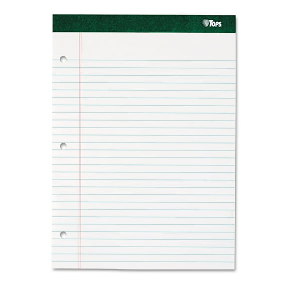 TOPS Double Docket Ruled Pads, Wide/Legal Rule, 8.5 x 11.75, White, 100 Sheets -TOP63379