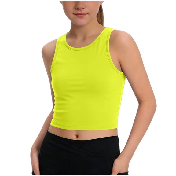 fatyb Girls Tank Tops Racerback Workout Crop Tops Sleeveless Kids Athletic Shirts for Sports Yoga Dance