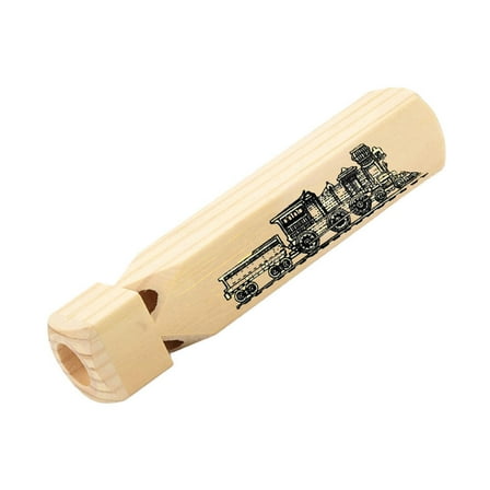 MUSEYA Train Whistle for Kids Made of Timber with Train Pattern Design for Playtime Beige 1pc