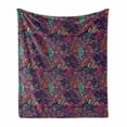 thumbnail image 1 of Psychedelic Soft Flannel Fleece Throw Blanket, Exotic Composition in Lively Colors Swirling Leaves and Petals Funky Seaweed, Cozy Plush for Indoor and Outdoor Use, 50" x 60", Multicolor, by Ambesonne, 1 of 6