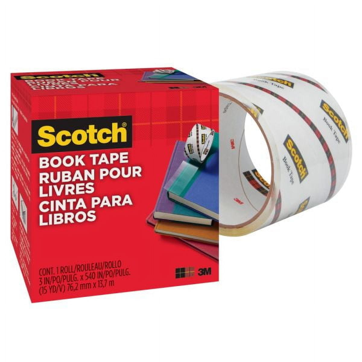 Scotch Book Tape, 3 in x 540 in, Excellent for Repairing, Reinforcing Protecting, and Covering (845-300)