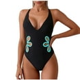 thumbnail image 2 of Ailaofu One Piece Swimsuit Women Slimming Floral Cut Out Color Block Bathing Suit Ruched 1 Piece Swimwear, 2 of 6