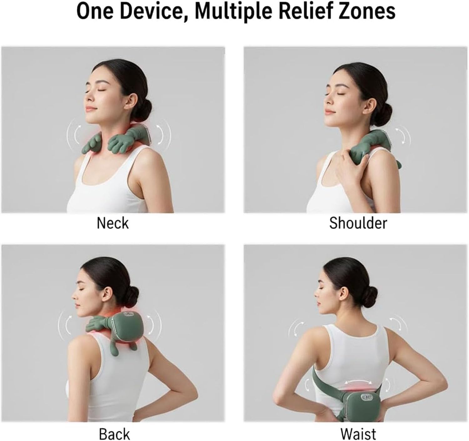 Neck Massager with Heat - Portable Shoulder & Back Massager with Bionic Fingers, Deep Tissue Shiatsu Massage Tools & Device for Pain Relief, Rechargeable, Birthday Christmas Gifts for Adults