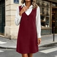 thumbnail image 4 of Liuinsasek Fall Dress for Women Fashion Sleeveless Suede V-Neck Simple and Classic Short Dress with Pockets Daily Casual Warm Outfits, 4 of 9