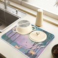 thumbnail image 2 of Yayeee Drying Mat for Kitchen Counter Dishes Microfiber Coffee Decorative Pad, Purple Forest Scene, 2 of 9