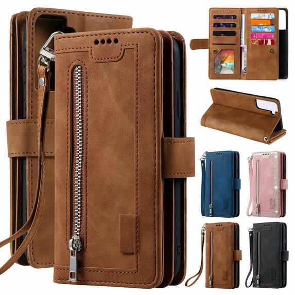 BEIYOYO Samsung Galaxy S22 Ultra Case Wallet with Card Slot Premium Soft PU Leather Zipper Flip Folio with Wrist Strap Kickstand Protective for Samsung S22 Ultra Wallet Case -Rose Gold
